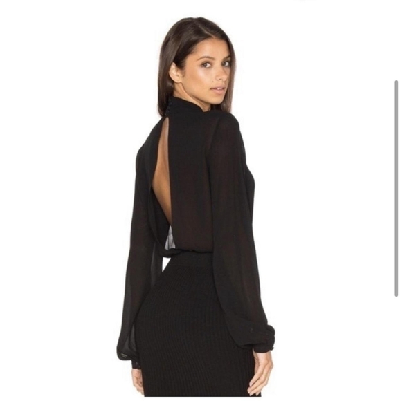 Misha collection long sleeve bow tie front open back bodysuit sz 4 - Picture 1 of 12